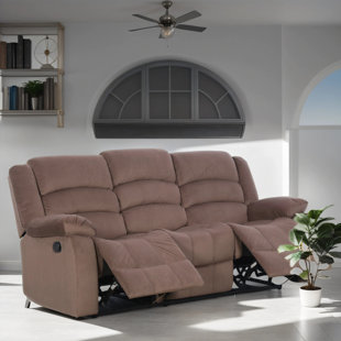 Ilkeston 79 Wide Manual Recliner Sofa Luxurious Cognac Leather with  Integrated Cup Holders Family Comfort