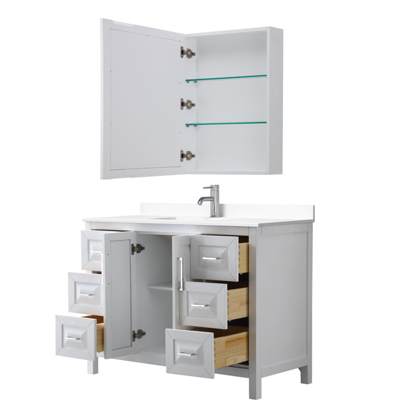 Daria 48'' W Single Vanity, Polished Chrome, White Cultured Marble, White