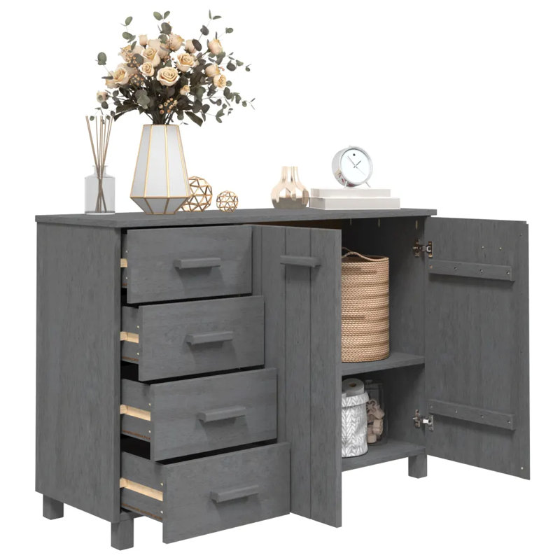 Hardev 113cm Solid Wood Sideboard, Dark Grey