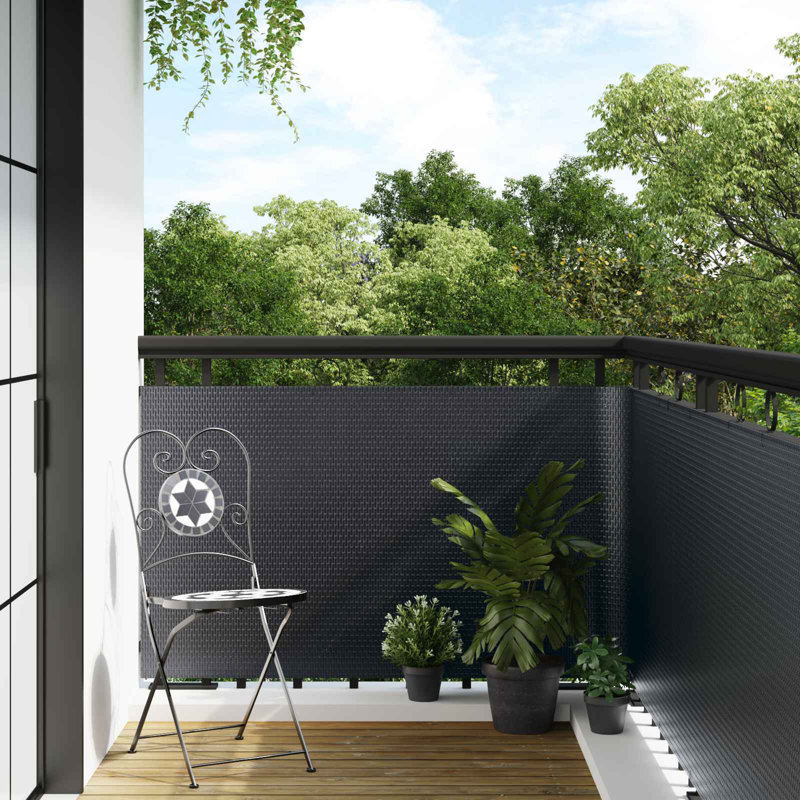 Vidaxl Balcony Screen Privacy Screen Outdoor Garden Fence Screen Poly Rattan, 300cm W x 100cm D