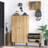Modern Shoe Cabinet with Hanging Coat Rack, Oak Color, 47.2 x 53.9 x 13.8 inches | 100% Melamine Coated Particle Board, 0.71 inches Thick | Wall-Mountable, Multiple Shelves, Stylish Storage Solution for Entryway & Hallway