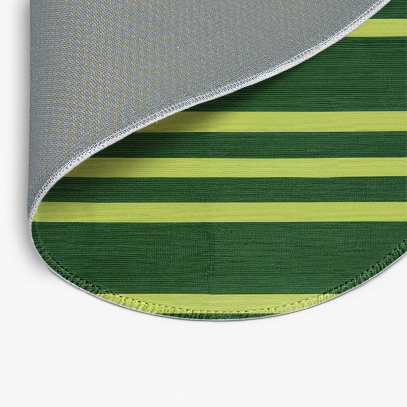 HorizontalStripes Green Indoor and Outdoor Area Rug, Round 5'