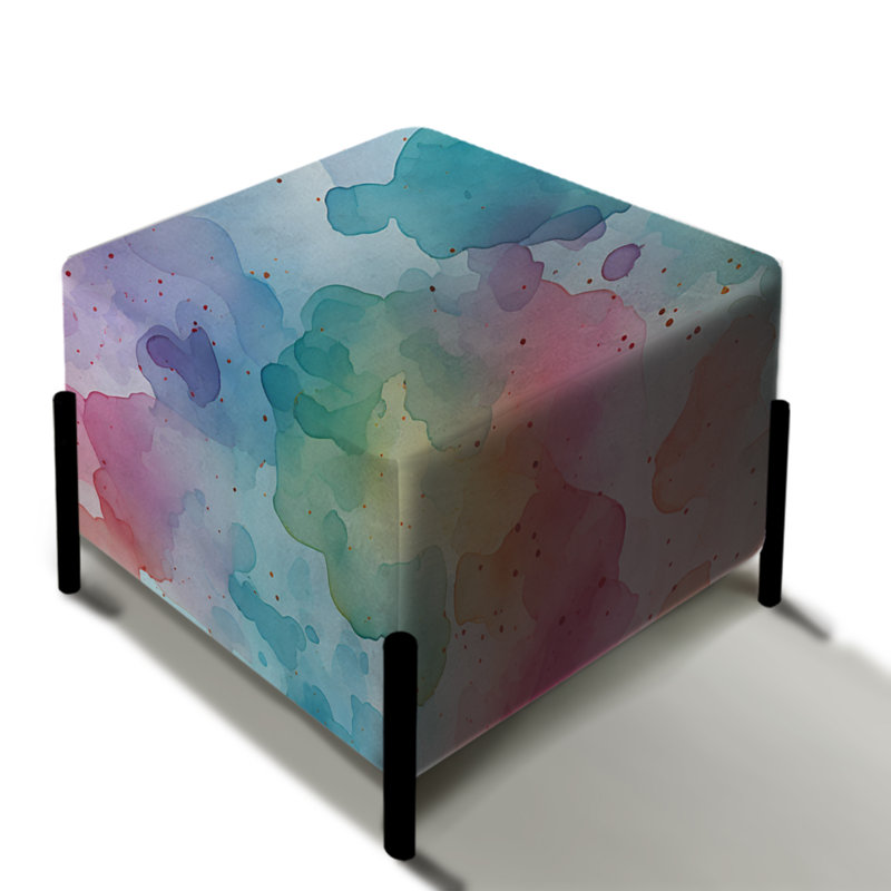 Serene aquarelle - repose-pieds carré abstrait