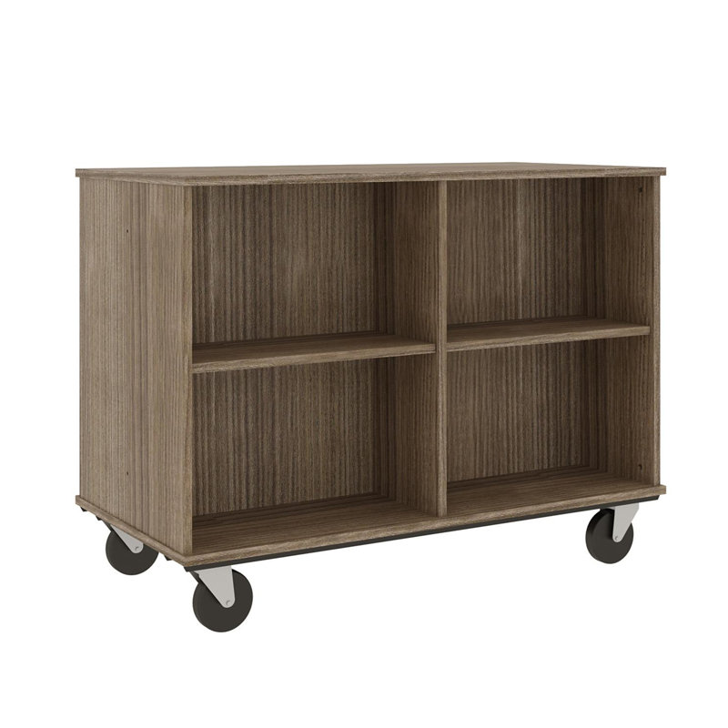 36'' H x 48'' W Double Sided Book Cart with Wheels, Dark Elm
