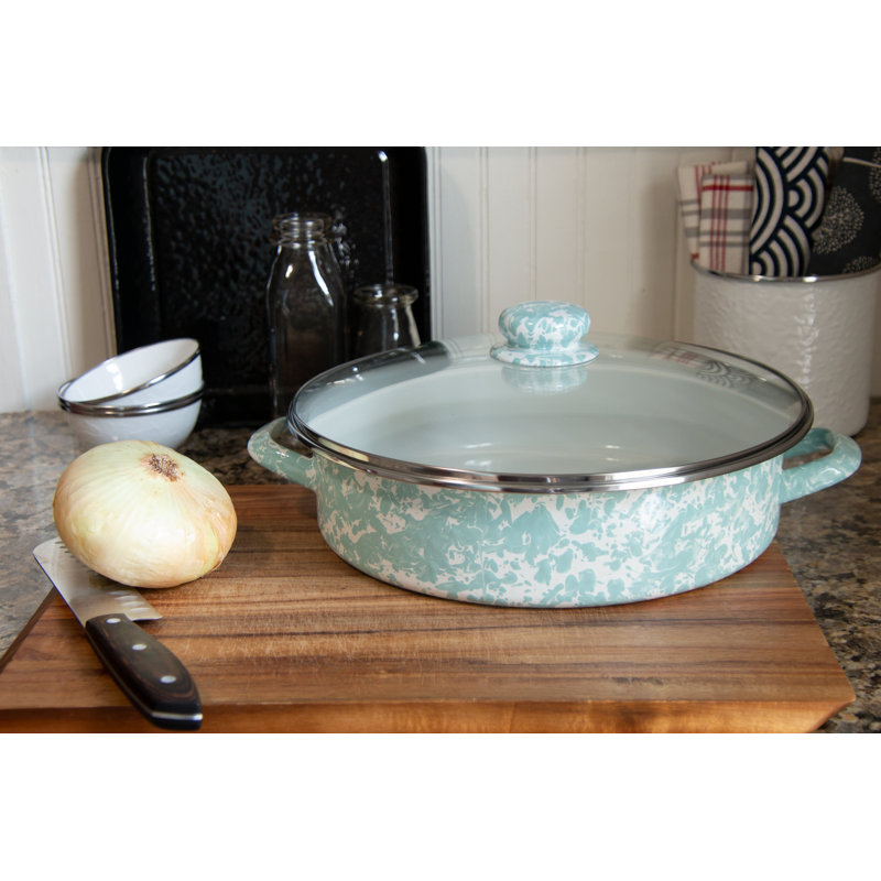 Swirl Saute Pan with Lid, 8 Qt., Sea Glass