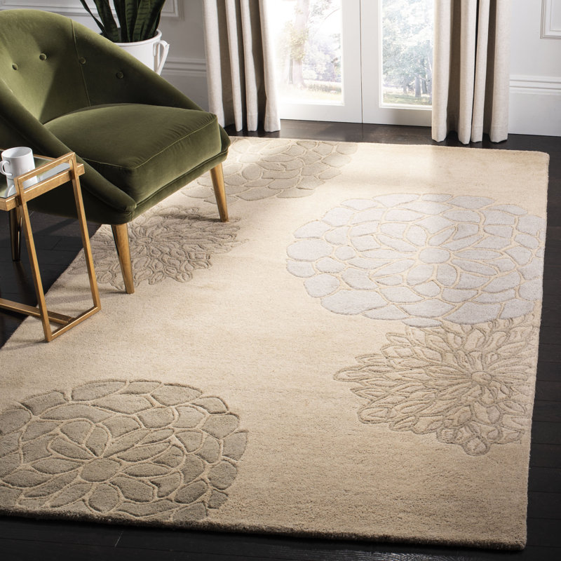 Tapis floral en laine touffeté à la main Clovill, Rectangle 2 pi x 3 pi