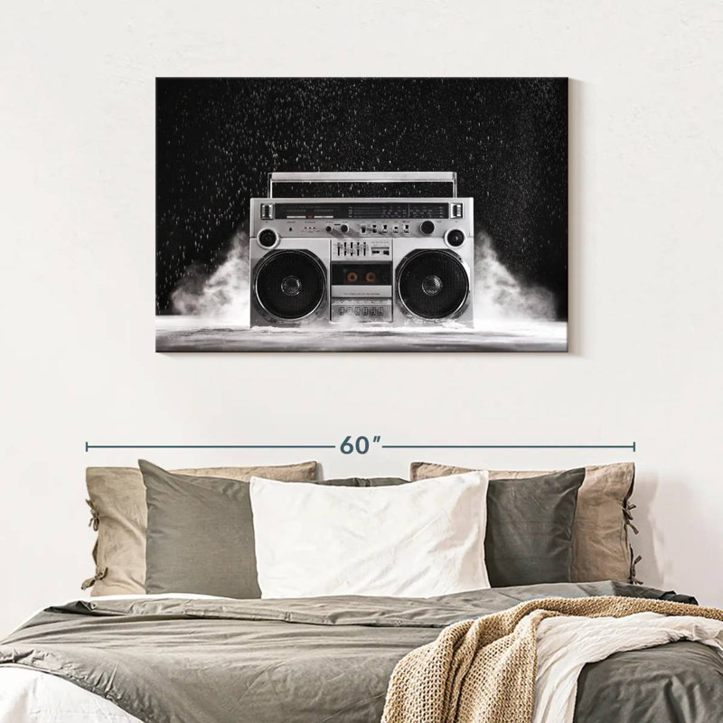 Abarca 1980s Silver Boombox, 30" H x 45" W