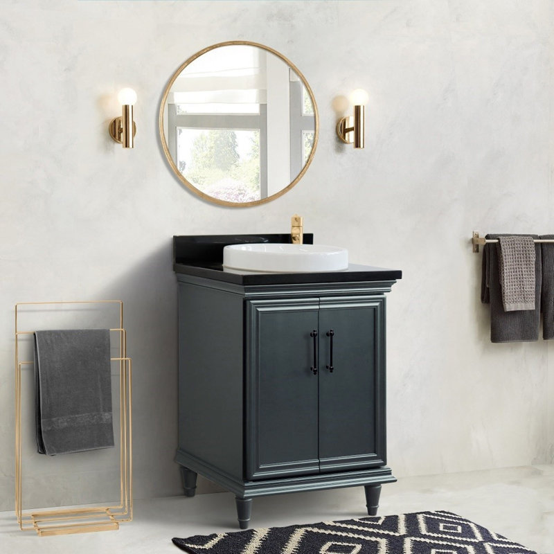  Simple meuble-lavabo galaxie et lavabo rond, 25", Noir galaxie