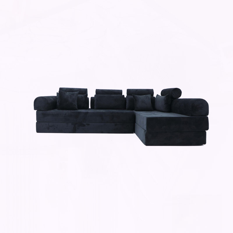 Canapé en velours côtelé modulaire compressé sans fonction d'assemblage ni de lit