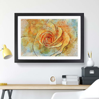 Yellow Rose in Abstract - Picture Frame Painting Print