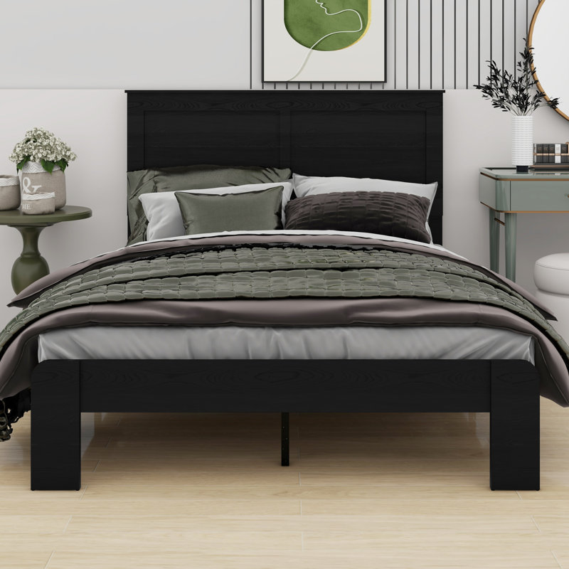 Structure de lit plateforme moderne en bois avec rangement spacieux sous le lit, Lit double