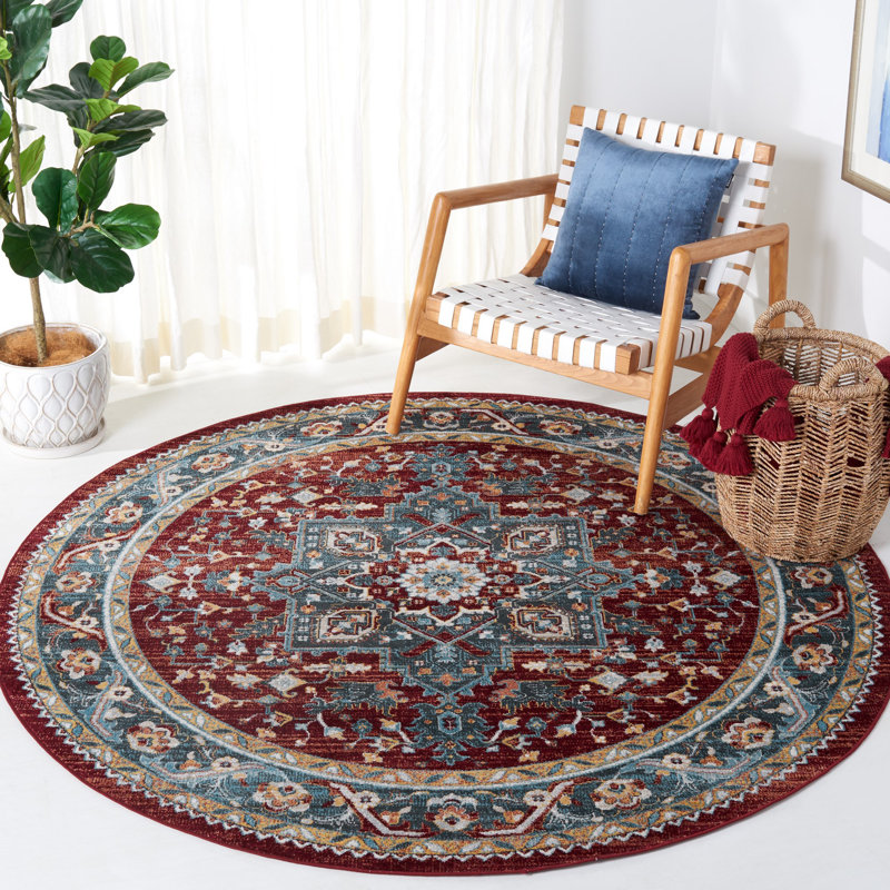 Bayside Performance Machine Washable Oriental Rug, Round 6'7"