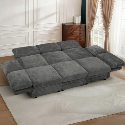 86" Modular Setional Couch With Ottoman, Chenille 6 Seats Sofa With Storage Seats, Comfy Upholstered Sofa With Adjustable Backrests For Living Room