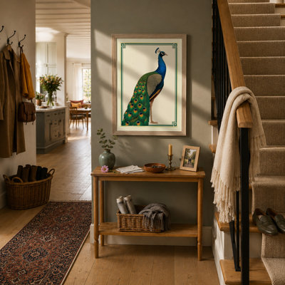 Peacock in Profile Vintage - Framed Print