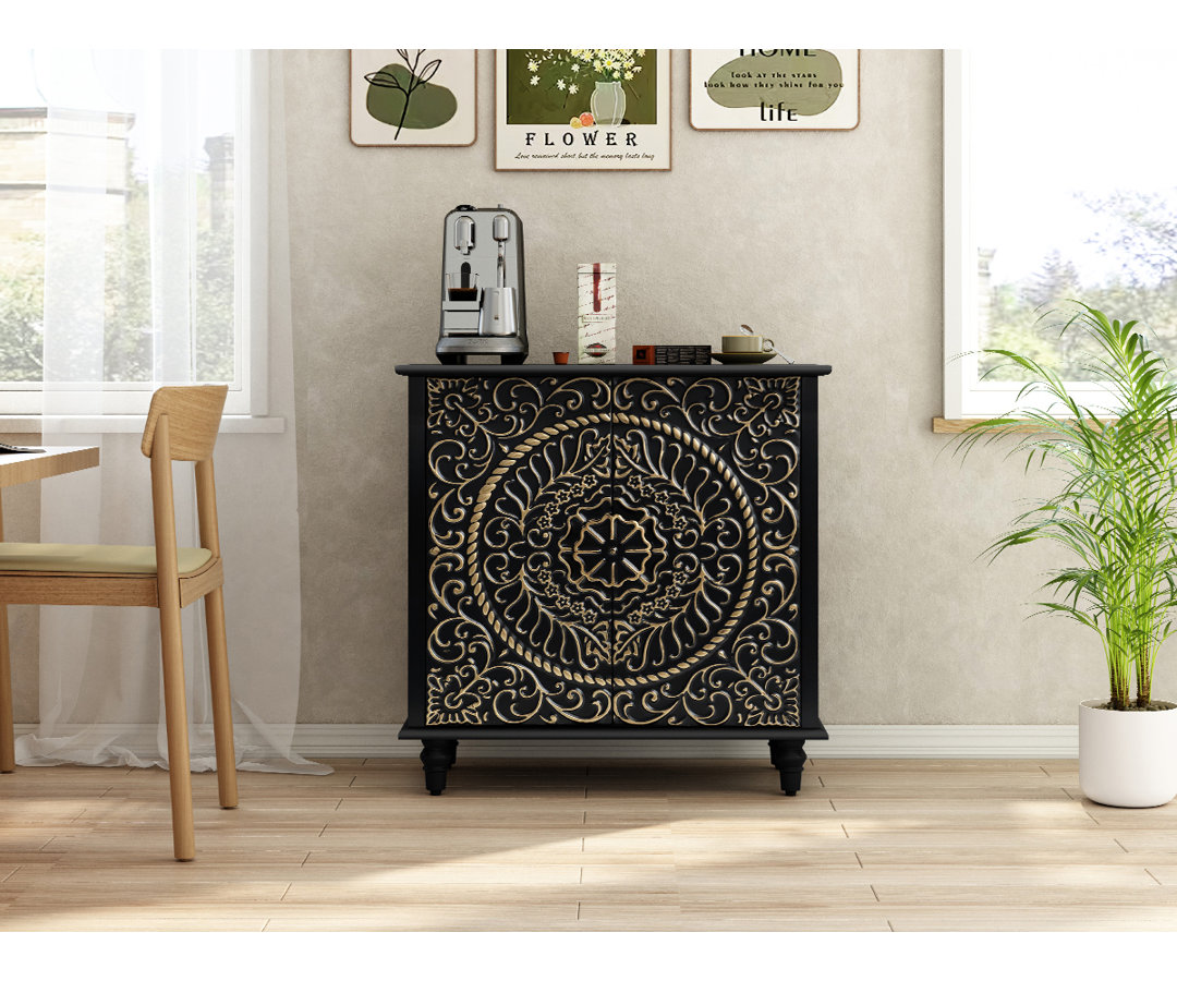 Jozhiel 31.7" Wide Decorative Accent Storage Cabinet with 2 Doors House of Hampton® 