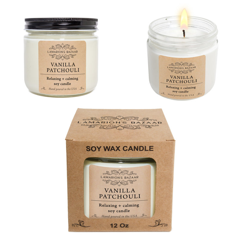 Bougie parfumée Vanille Patchouli - Bougie de soja apaisante