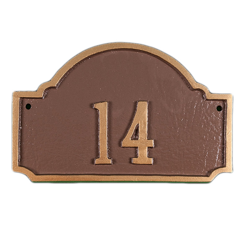 Plaque d'adresse murale 1 ligne Petite, Bronze vieilli / doré, Oui