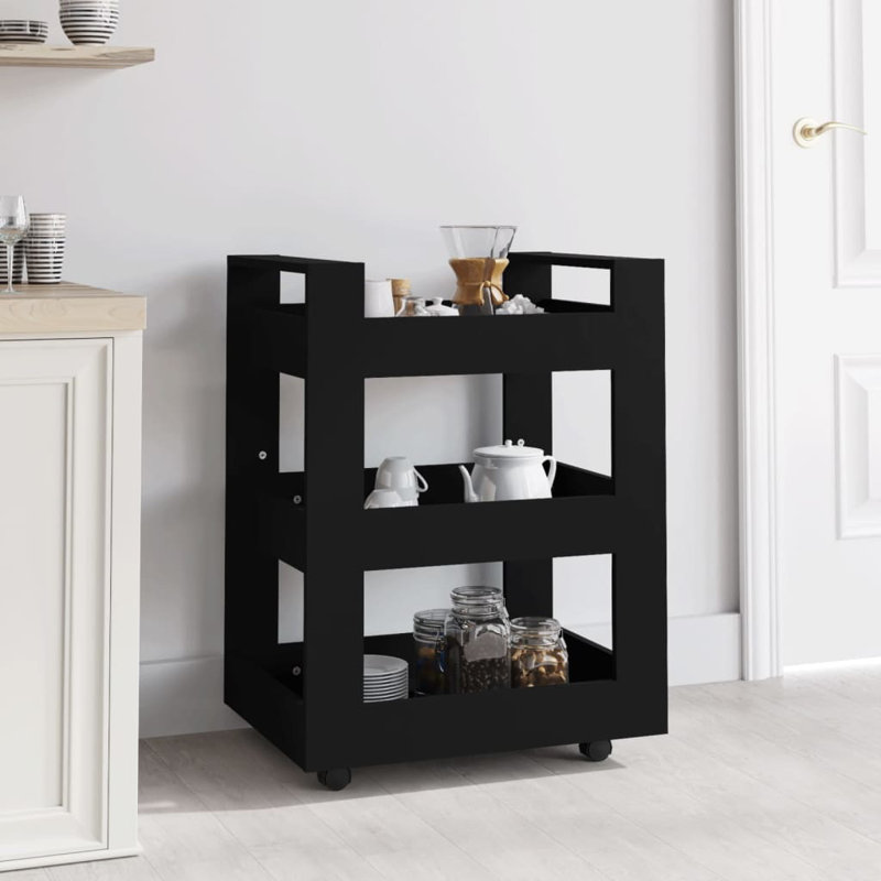 Kalyonka Wood Kitchen Cart, Black