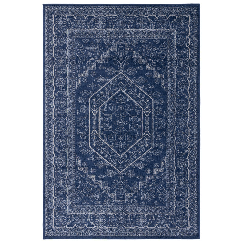 Stromsburg Oriental Area Rug, Navy/Ivory, Rectangle 155 x 229 cm