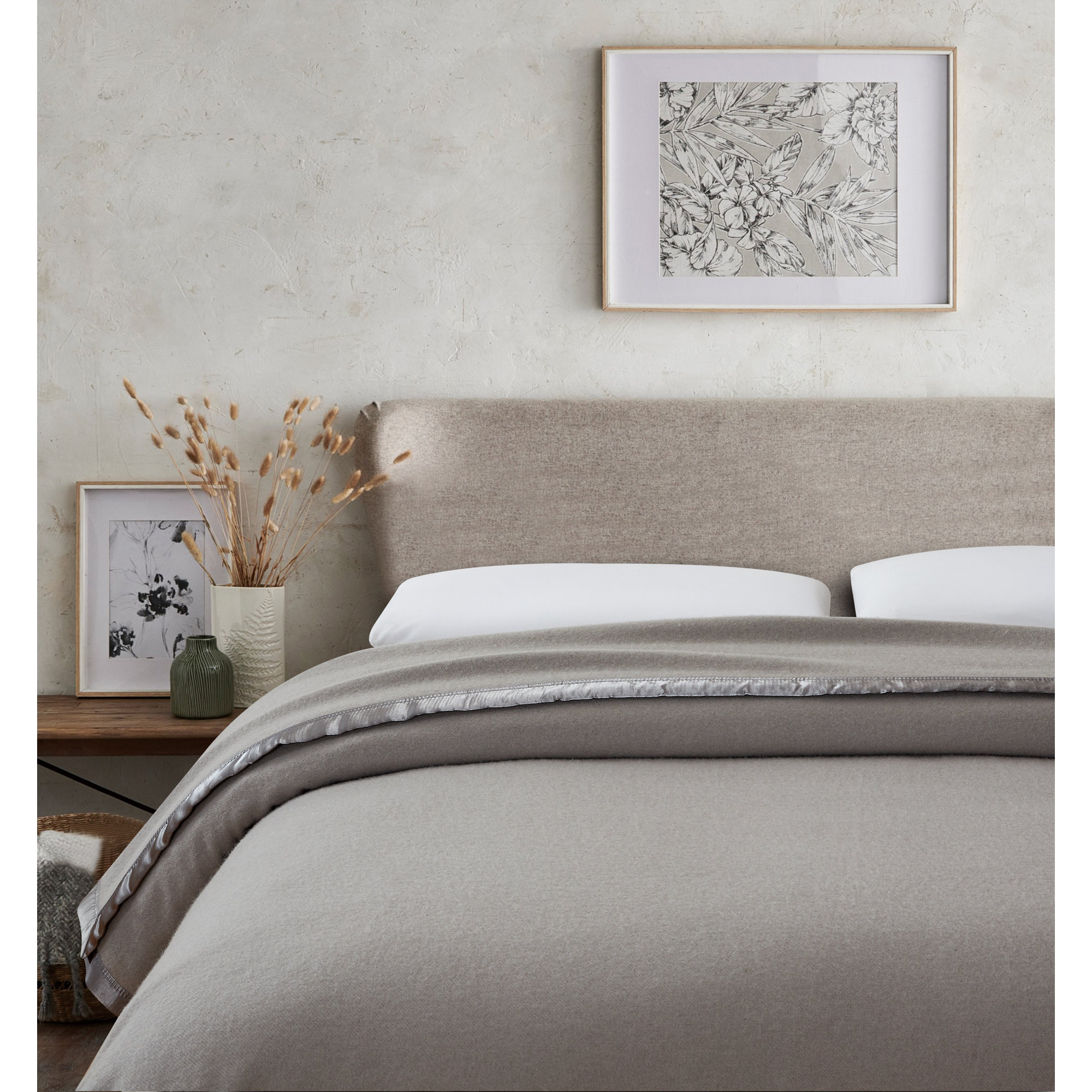 Adli Merino Wool Hand Woven Throw Blanket, King, Gray