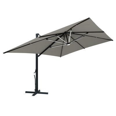 13-Ft Aluminum Patio Cantilever Umbrella with Removable Light Strips