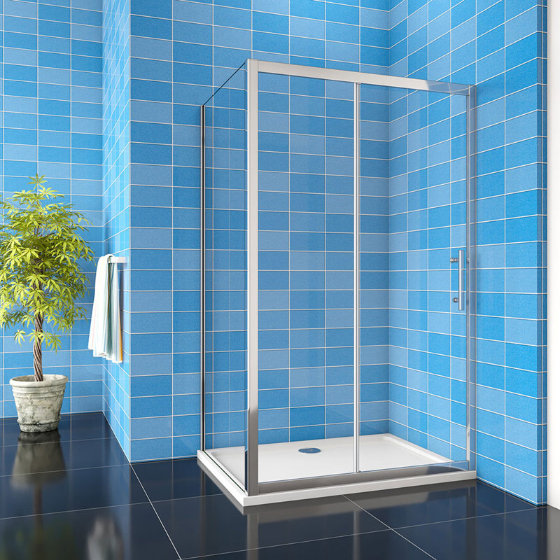 Anupam 1200x1900mm 8mm Easyclean Glass Sliding Shower Door 760x1900mm Side Panel