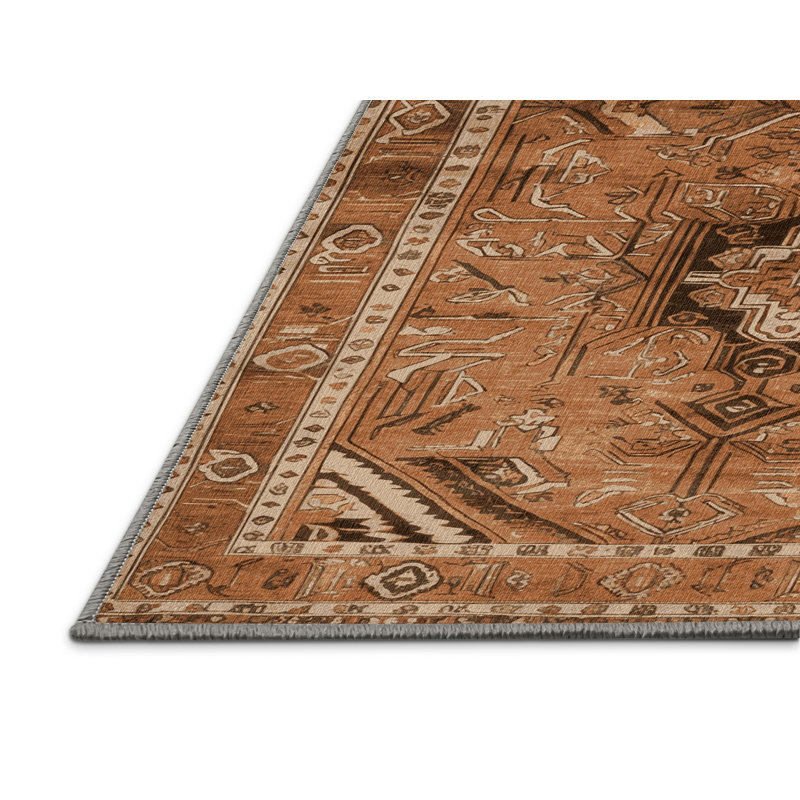 Tapis brun lavable à la machine, Rond 4 pi
