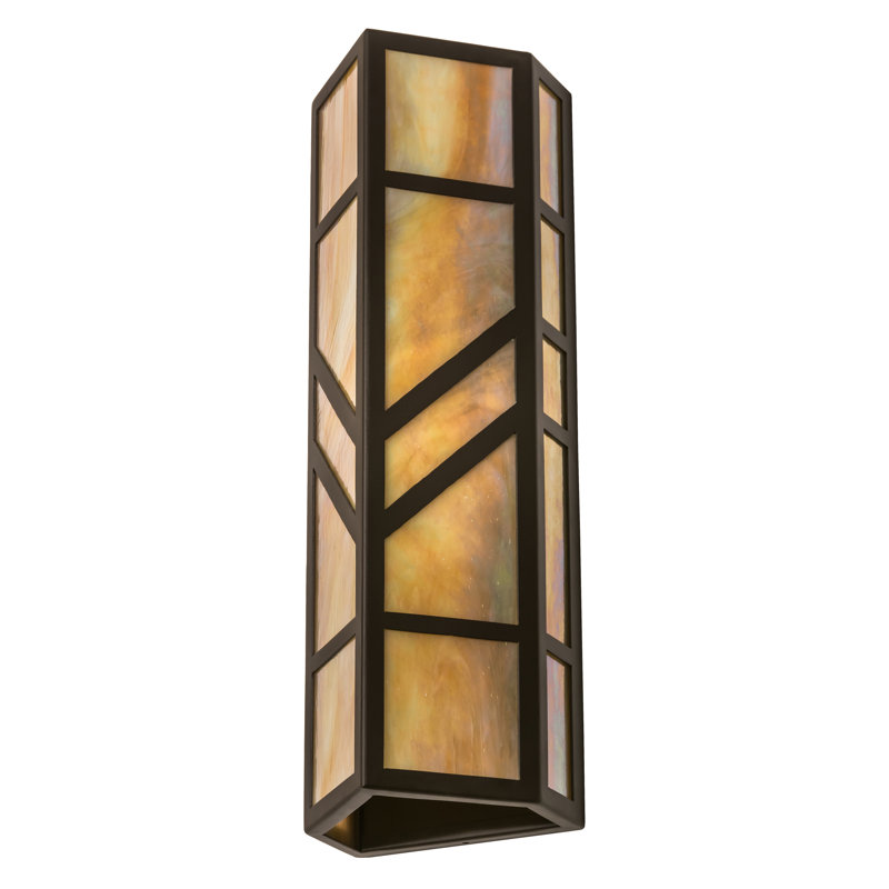 Chandra Wall Light, 22" H x 7" W x 6.5" D, Beige Iridescent Art, Oil Rubbed Bronze