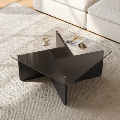 Table basse moderne carrée en verre, table basse contemporaine de 35,43 po