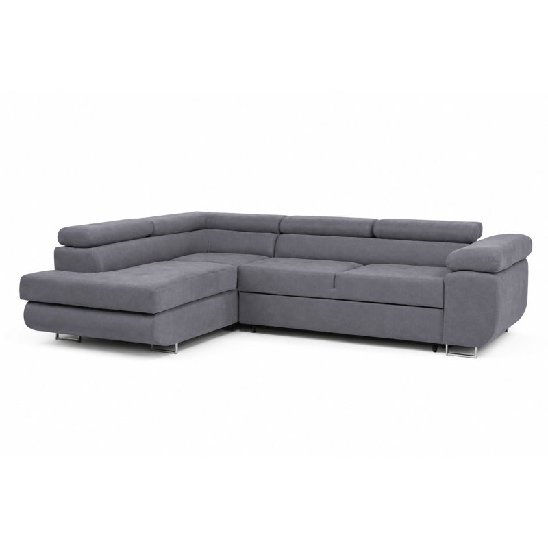 Flavius Corner Sofa Bed, Graphite, Left Hand Facing