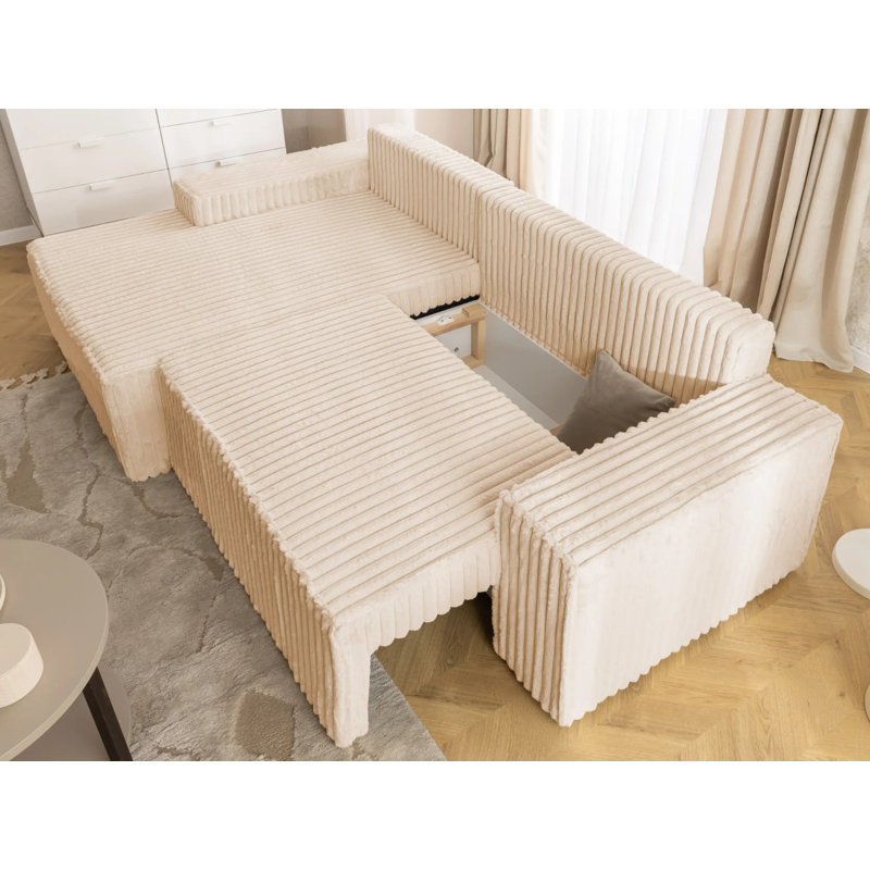 Rivio 4 Seater Boucle Corner Sofa with Storage, Left-Hand Facing, Light Beige