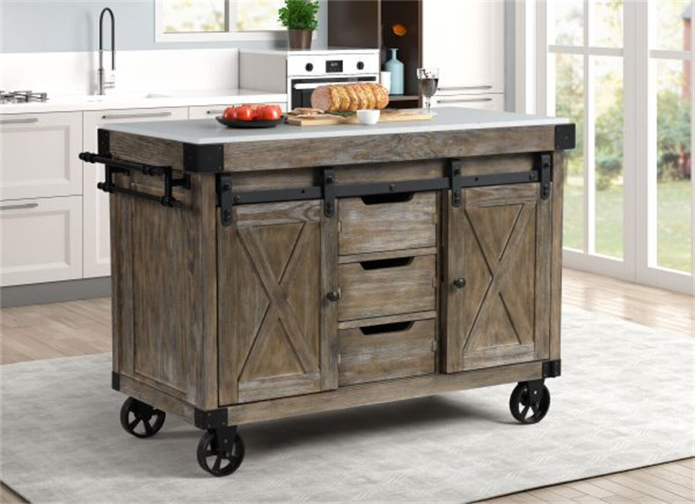 Rosalind Wheeler Wallaceton 47.6'' Wide Rolling Kitchen Island With 