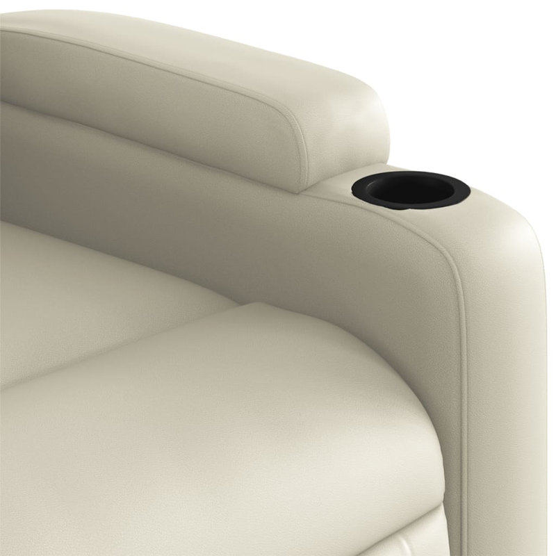 vidaXL 6-Point Massage Recliner Chair for Living Room, Adjustable Back & Footrest, Cup Holder, Cream Faux Leather