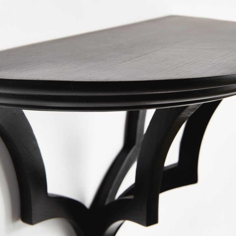 Gianinna Half-circle Mango Bracket Shelf, Black, 10.75" H x 13.75" W x 7" D