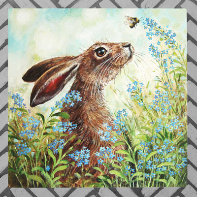Judith Yates Forget Me Not Hare Ceramic Wall Decor