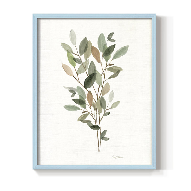 «Leafy Botanical II», reproduction encadrée - bois massif, Bleu, H 11 po x l 9 po