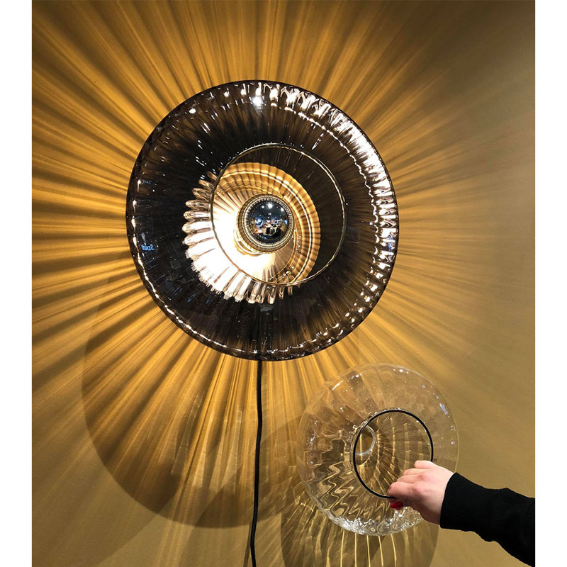 Ojeda Glass LED Flush Mounted Sconce, Smoke, 26 cm H x 15 cm W x 26 cm