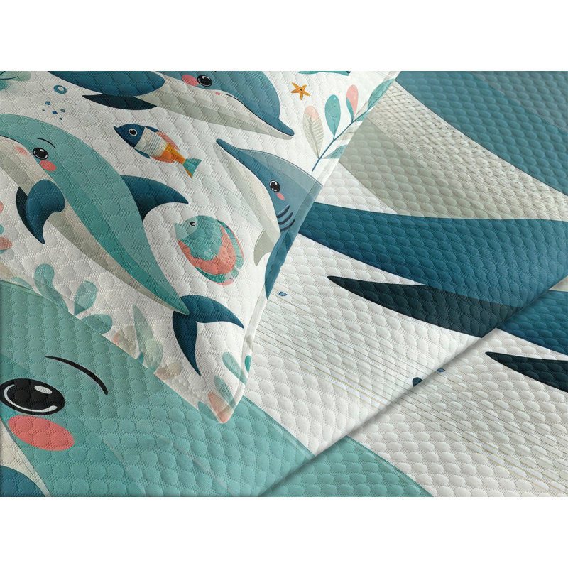 Ensemble de couvre-lit poisson Ambesonne, Couvre-lit grand et 2 taies décoratives