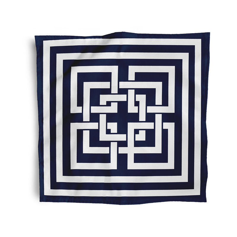 Aksel Polyester Geometric Square Napkin, Navy Blue