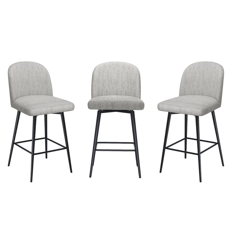 Kanasha 26.9" Swivel Counter Height Bar Stools, Gray, 3
