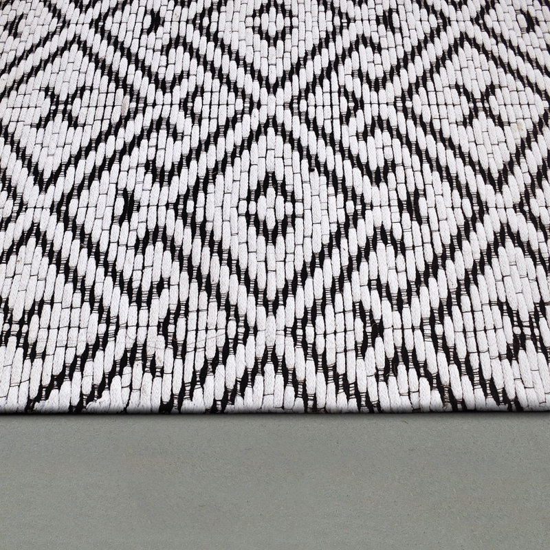 Tapis géométrique tissé à plat à la main ivoire / gris anthracite Allita, Rectangle 8 pi x 10 pi