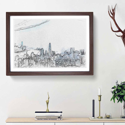 The Hong Kong Skyline in China in Abstract - Picture Frame Graphic Art Print on MDF