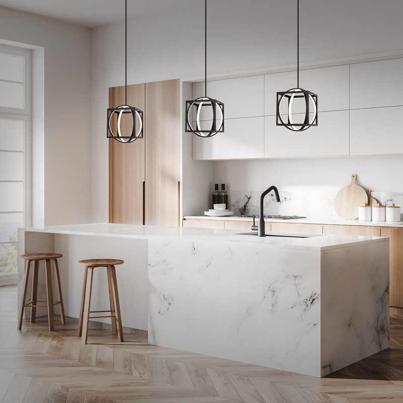 1 - Light LED Pendant, 17" H x 12.63" W x 12.63" D