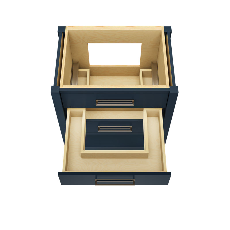 Kiawah Three-Drawer Single Bath Vanity, Hague Blue, 30", Satin Nickel