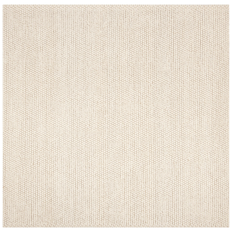 Natura Solid Color Area Rug In Ivory, Square 122 cm
