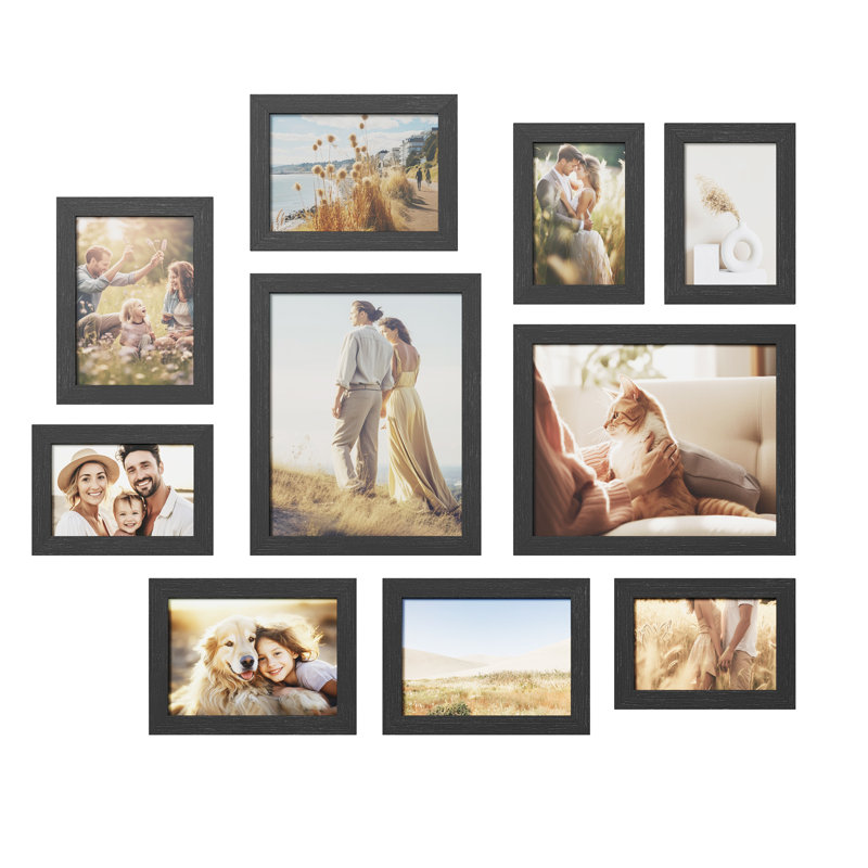 28.4x23.3x1.2cm/20.2x15.2x1.2cm/18.2x13.2x1.2cm Picture Frame - Set of 10, Black