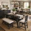 Ensemble de table de salle à manger 6 pièces à hauteur de comptoir en bois avec tablette de rangement, ensemble de table de cuisine avec banc et 4 chaises, style rustique, espresso + coussin beige-1670924191