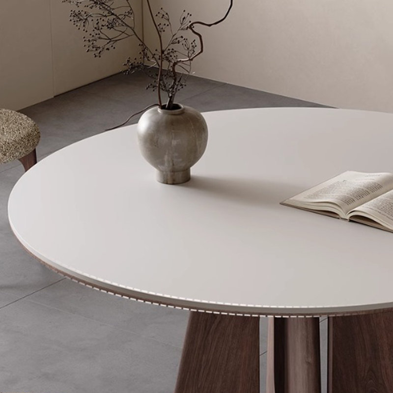 Table de salle à manger ronde en pierre frittée blanche, H 29,53 po x L 43,31 po x l 43,31 po