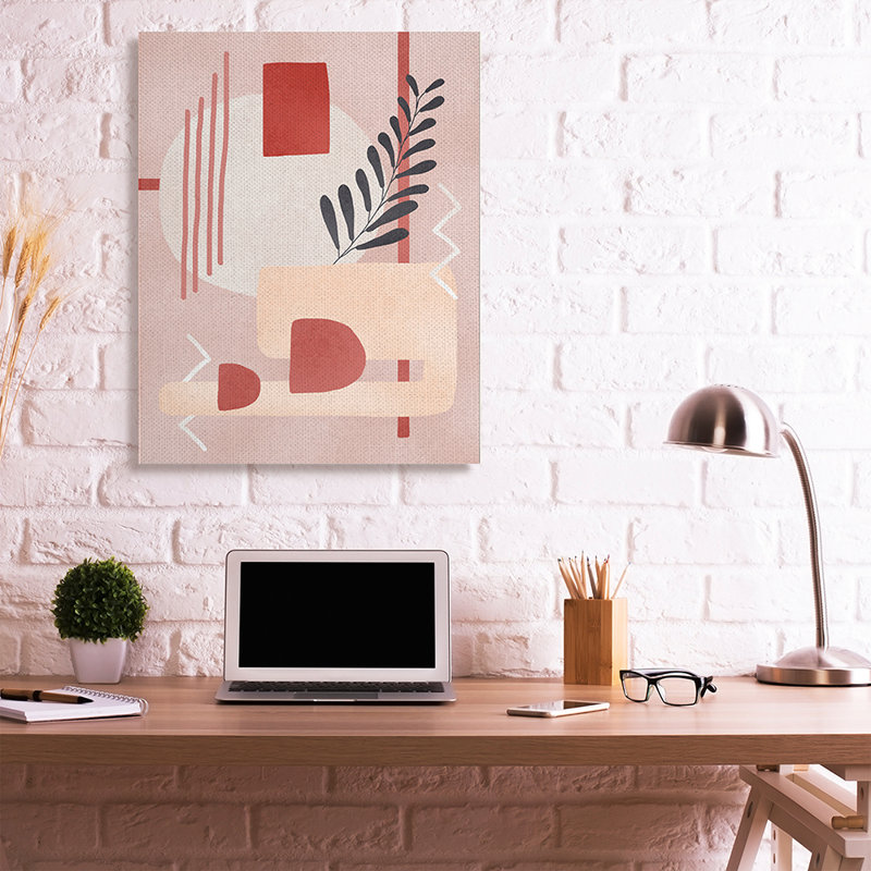 «Warm Abstract Shapes Red Pop Plant Détail» par Ziwei Li - impression d'art graphique, Toile tendue