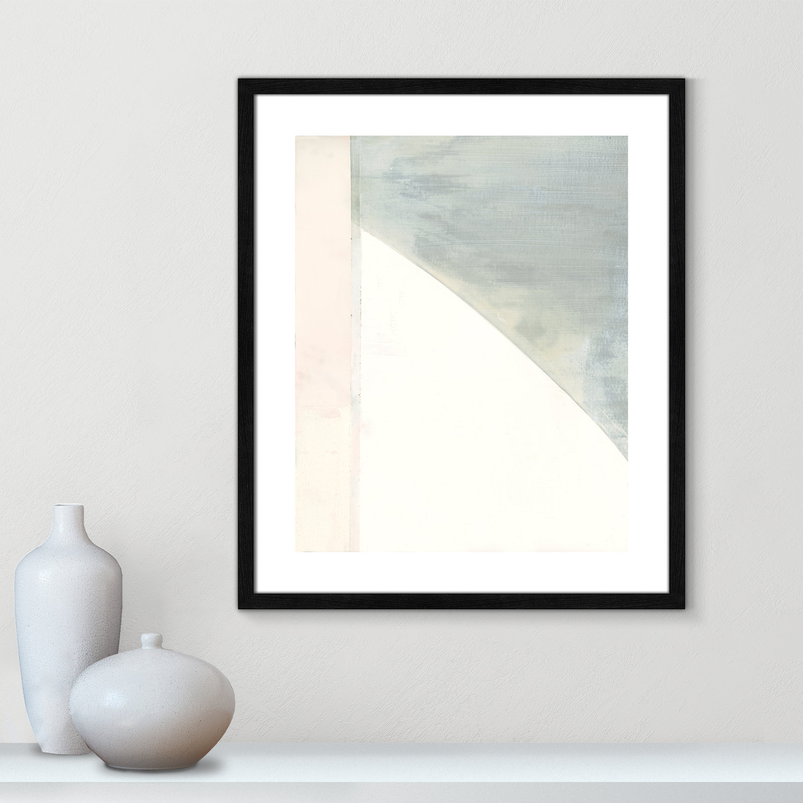 Alexandria "In Neutral I" Painting by Cartissi, Black Wood Framed Paper, 25.5" H x 21.5" W x 0.75" D